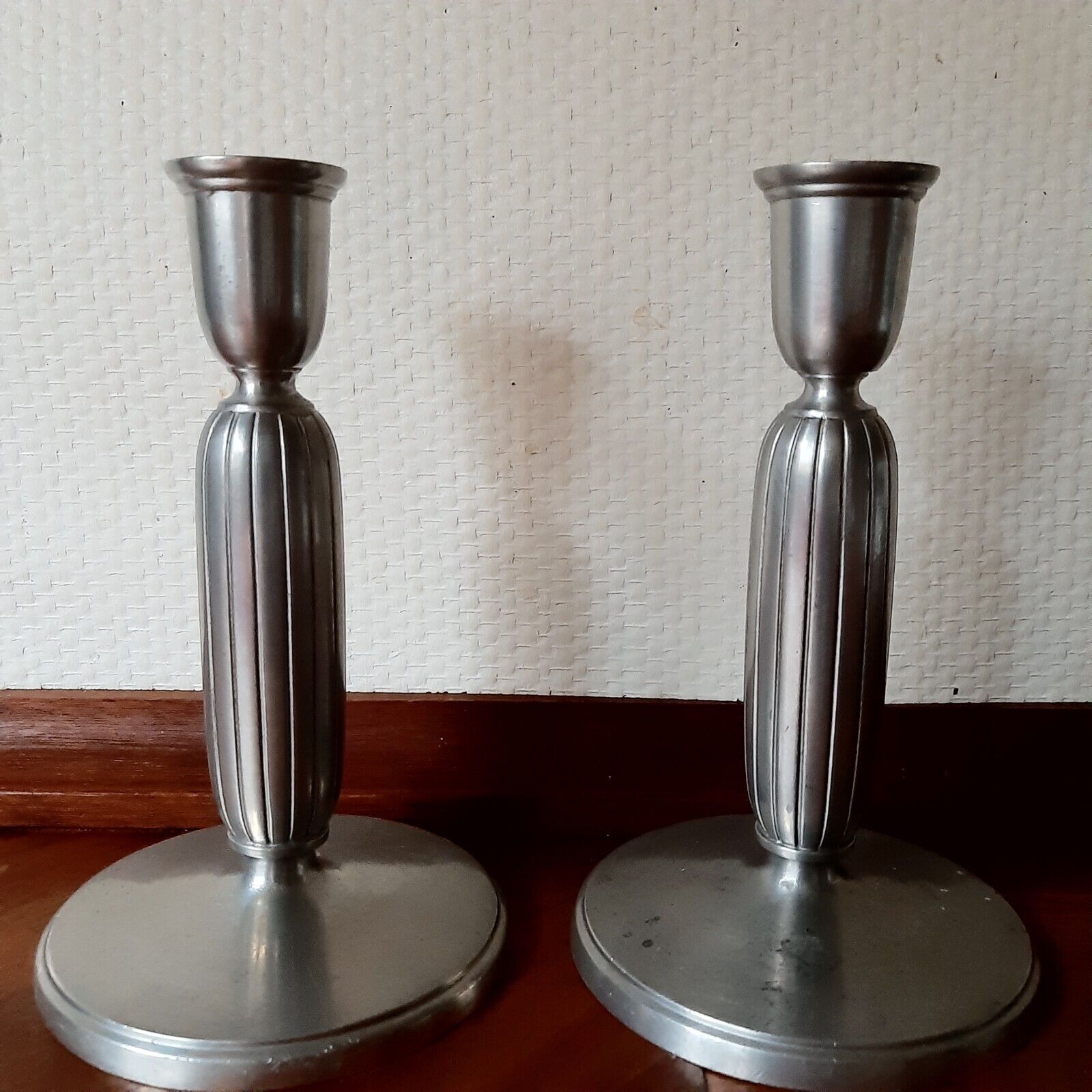 Pair of Pewter Candle Holders Sticks # 2574 JUST ANDERSEN 16 cm