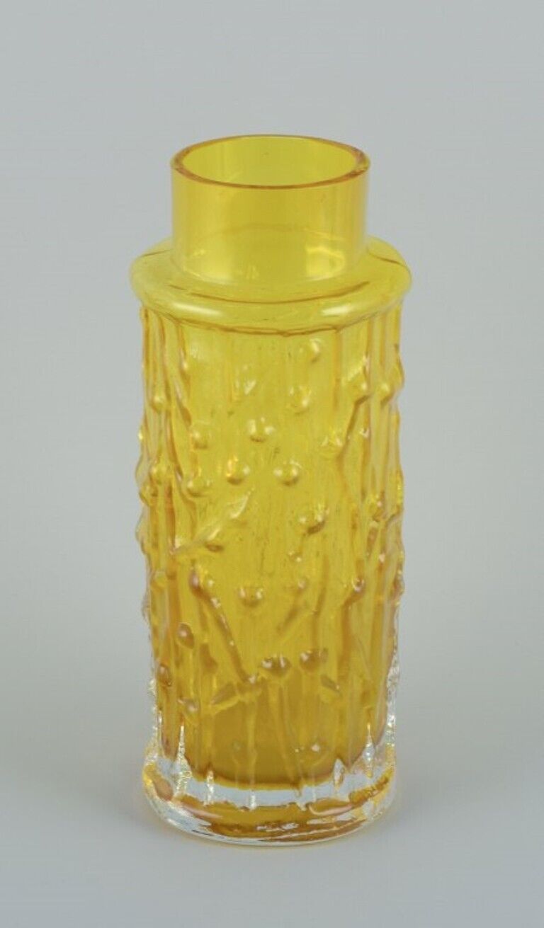 Gullaskruf Sweden  Art glass vase in yellow glass Modernist design