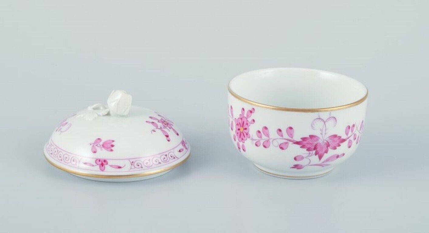 Meissen Germany Pink Indian sugar bowl and creamer in hand-painted porcelain