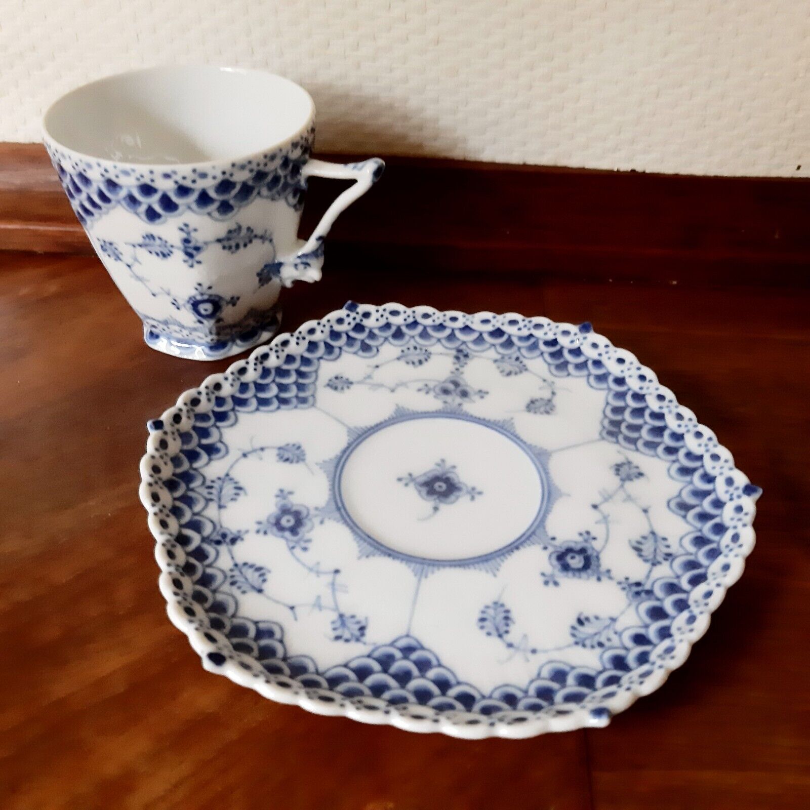 Old Coffee Set BLUE FLUTED FULL LACE # 1-1036 Royal Copenhagen 2nd  3rd 1923-35