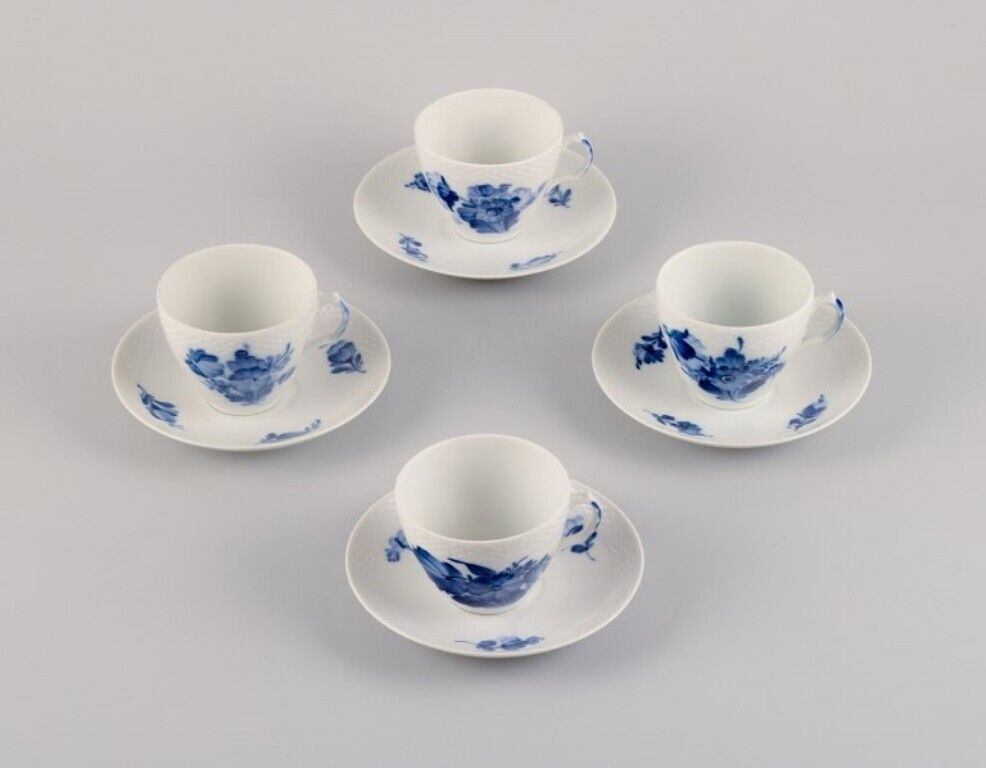 Royal Copenhagen Blue Flower Braided four coffee cups with saucers