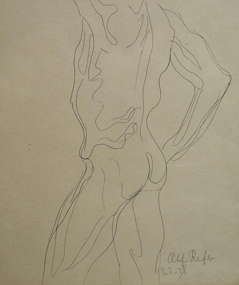 Alf Refer (1909) Back View of Standing Male .Ode to Gaudier-Brzeska. Dated 1938.