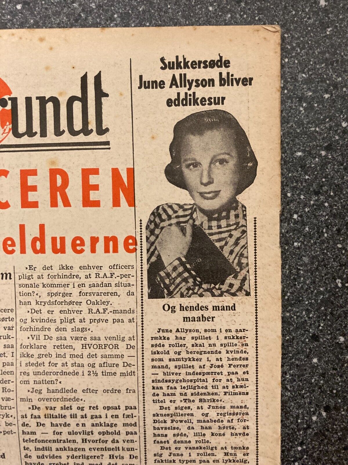 Trace Gentry Piper Laurie June Allyson Danish Magazine 1954 "Verden Rundt"