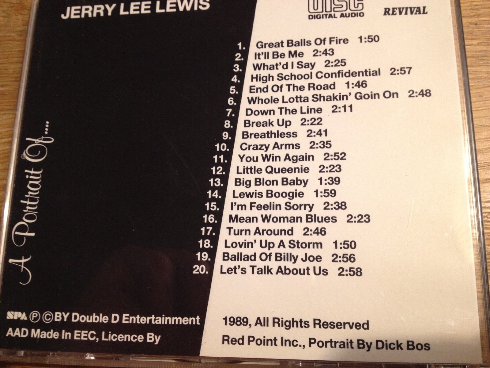 JERRY LEE LEWIS "A PORTRAIT OF JERRY LEE LEWIS" 1989 CD ALBUM 20 TRACK AAD SPA**