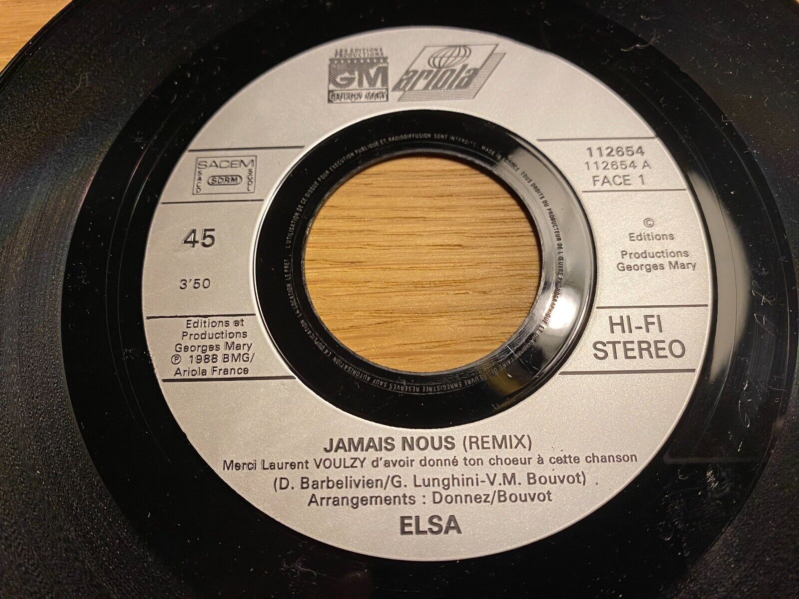 ELISA "JAMAIS NOUS" REMIX "NOSTALGIE-CINEMA" 1988 FRANCE GM ARIOLA RECORDS FRANC