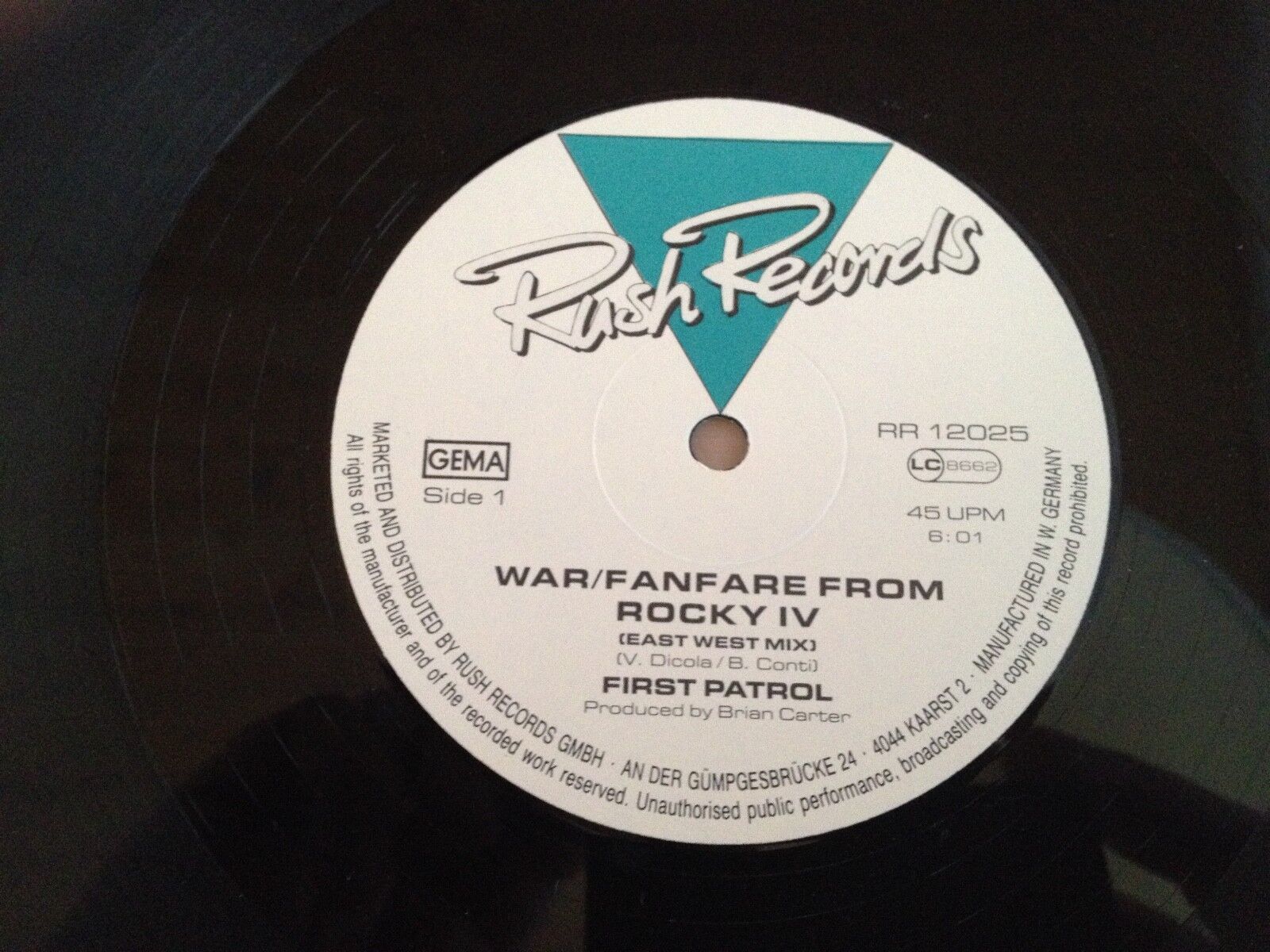 FIRST PATROL "WAR/FANFARE FROM ROCKY II" (EAST WEST MIX)  "PIONEER" RUSH RECORD