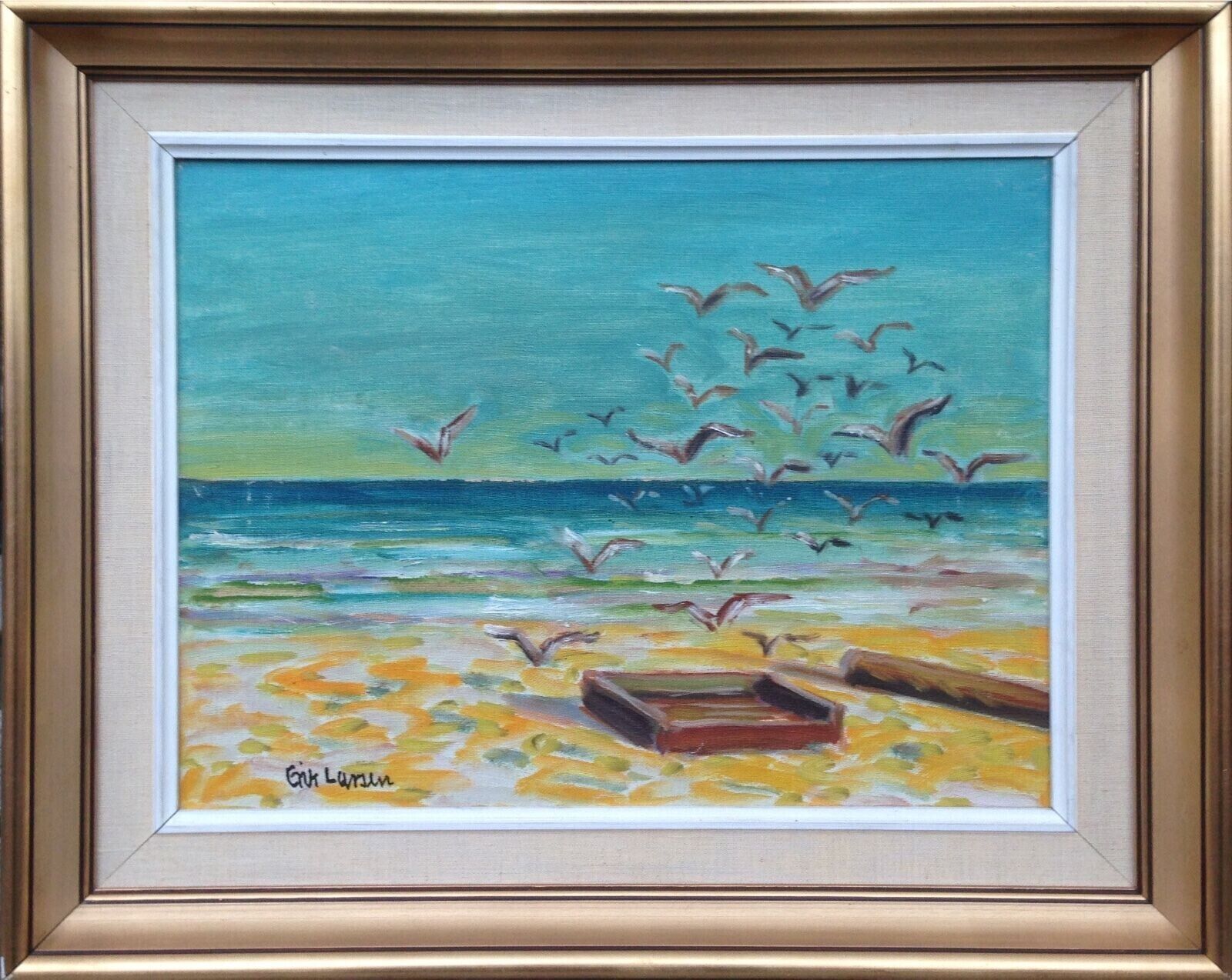 Erik Larsen (1902-1975): GULLS IN FLIGHT Well Listed Danish Painter