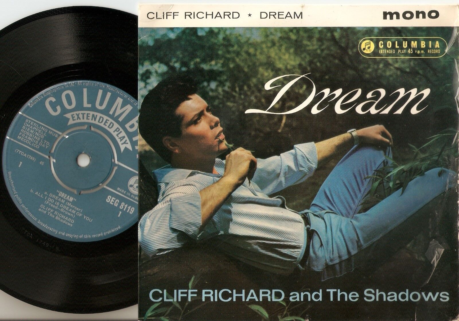 CLIFF RICHARD AND THE SHADOWS DREAM EP 45+PS 1961 MONO