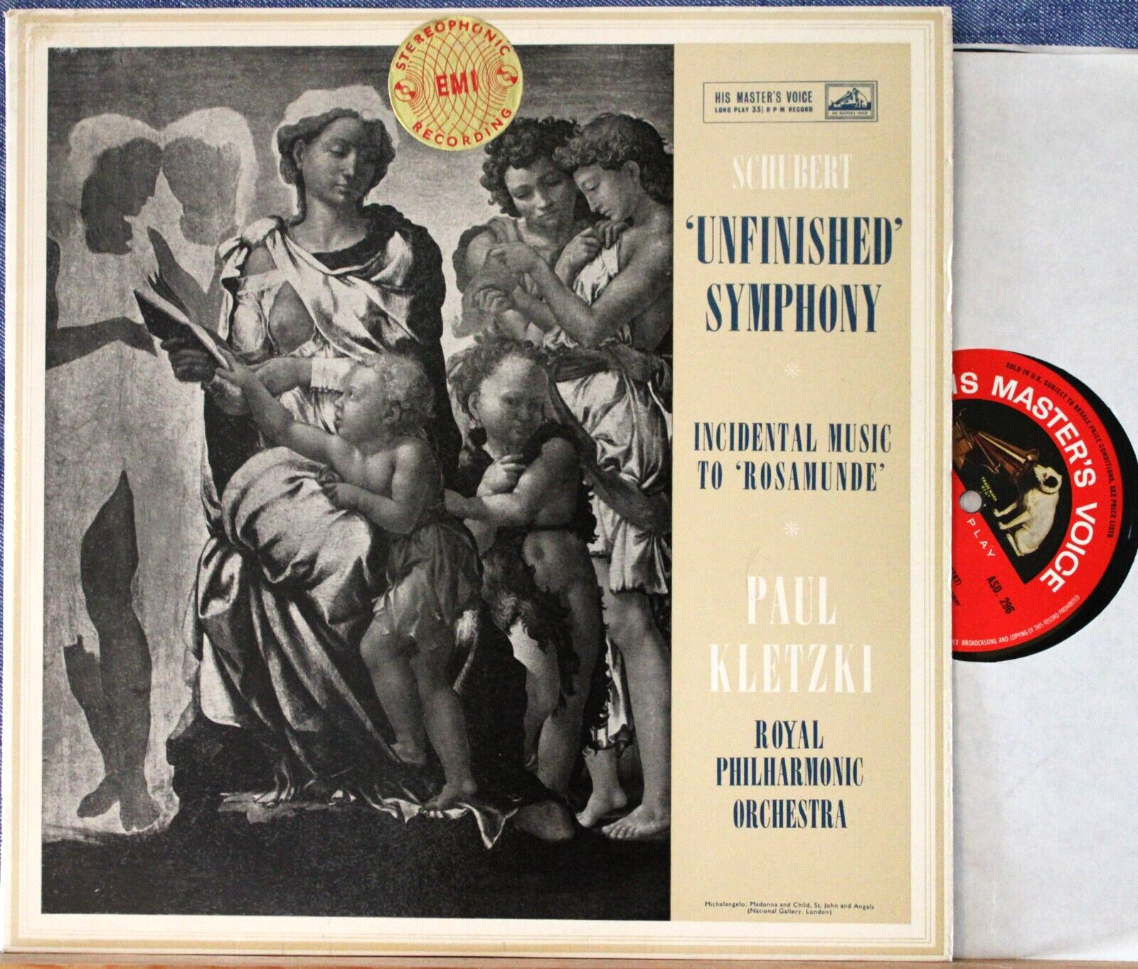 Kletzki Schubert (Symphony 8; Rosamunde) HMV ASD 296 semi-circle NM