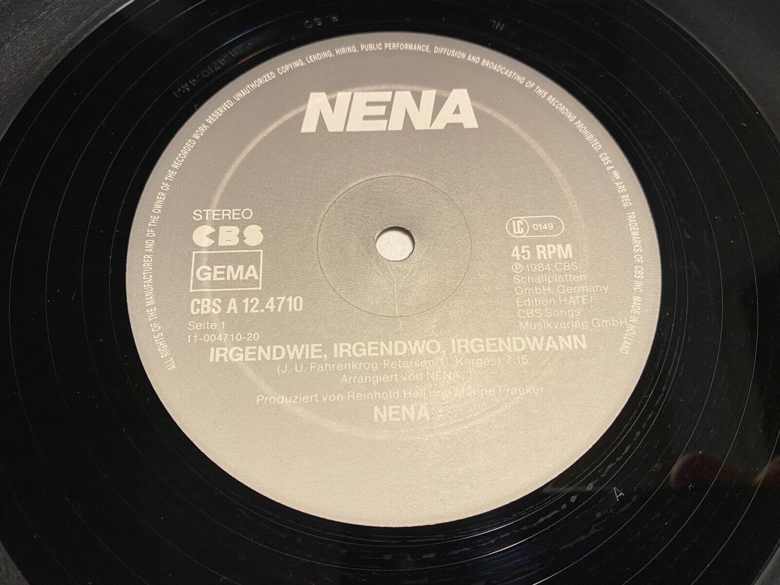 NENA "IRGENDWIE IRGENDWO IRGENDWANN" 1984 VINYL MAXI SINGLE VINYL CBS RECORDS 12