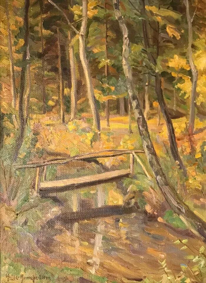 Holger Havrehed (1896-1970): WOODEN BRIDGE OVER WALDBACH Dated 1944