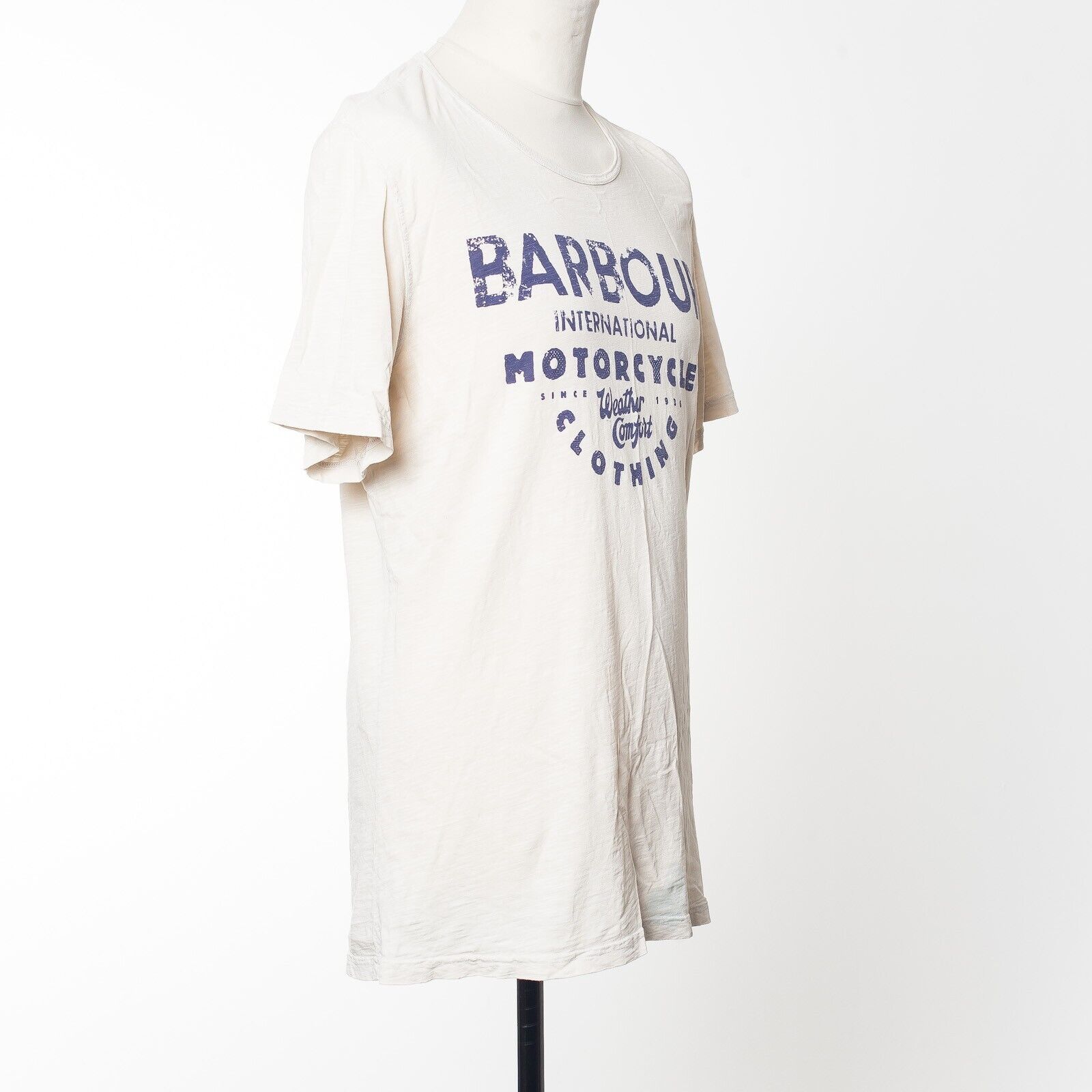 BARBOUR White Graphic Print T-shirt Size L