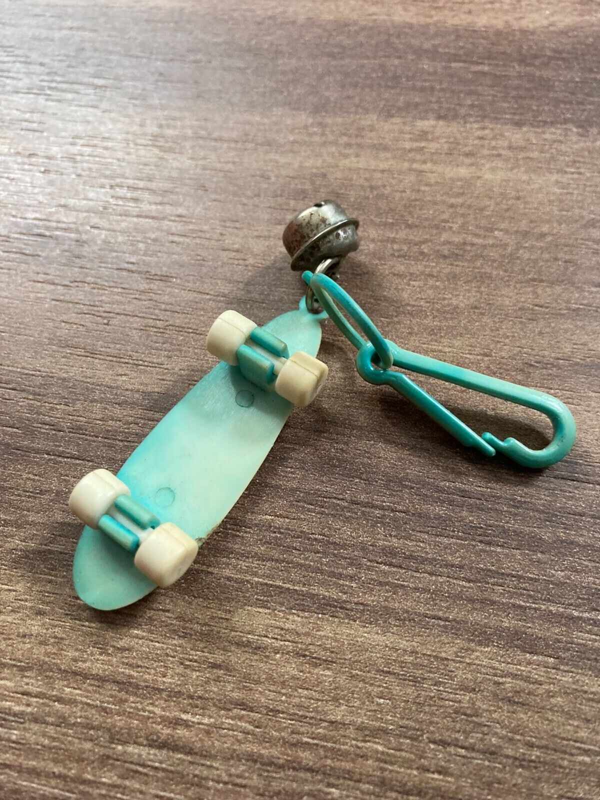 Vintage Surfboard Keychain Super Boy with Bell and Clip Keychain - Retro 1980s