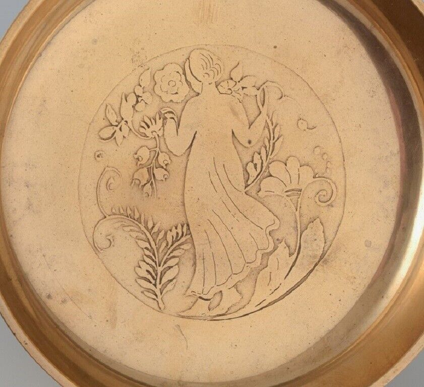 Early Just Andersen Art Deco bronze bowl with motif of woman Approx 1930