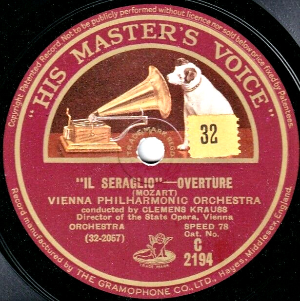 Krauss Mozart (Entführung  Figaro - overtures) HMV C 2194 NM-