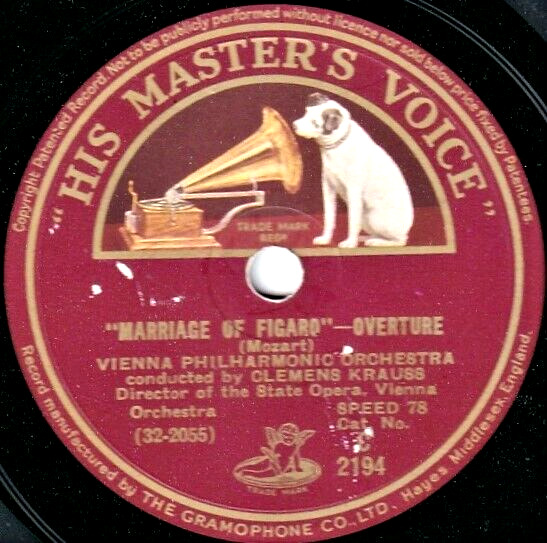 Krauss Mozart (Entführung  Figaro - overtures) HMV C 2194 NM-