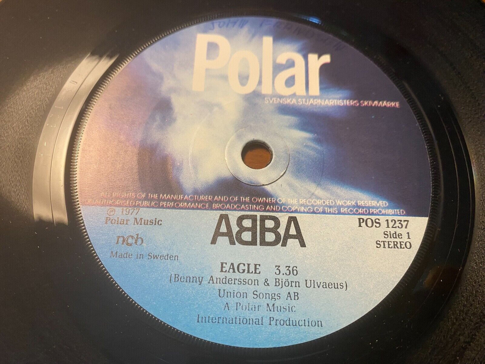 ABBA "EAGLE / THANK YOU FOR THE MUSIC" 1977 7" VINYL SINGLE NCB SWEDISH PRESSING