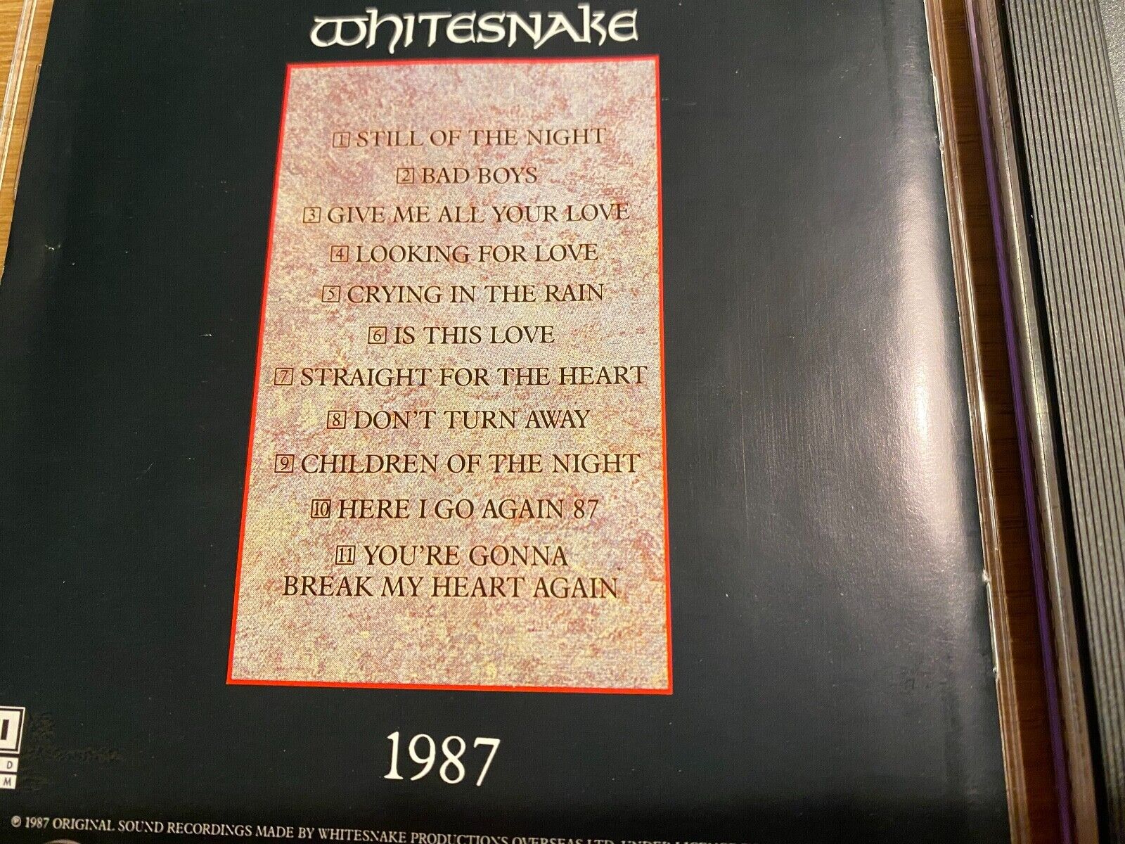 WHITESNAKE "1987" 1987 CD ALBUM 11 TRACK EMI RECORDS DDD DUTCH PRESSING 1 PRESS