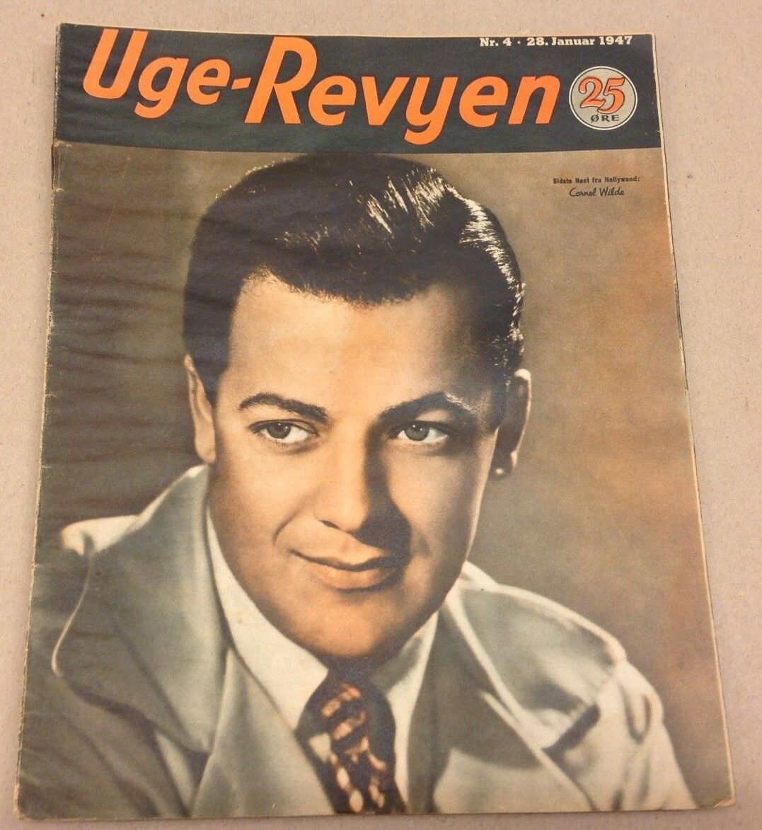 Cornel Wilde Hollywood Actor Original Vintage Danish Magazine 1947 "Uge-Revyen"