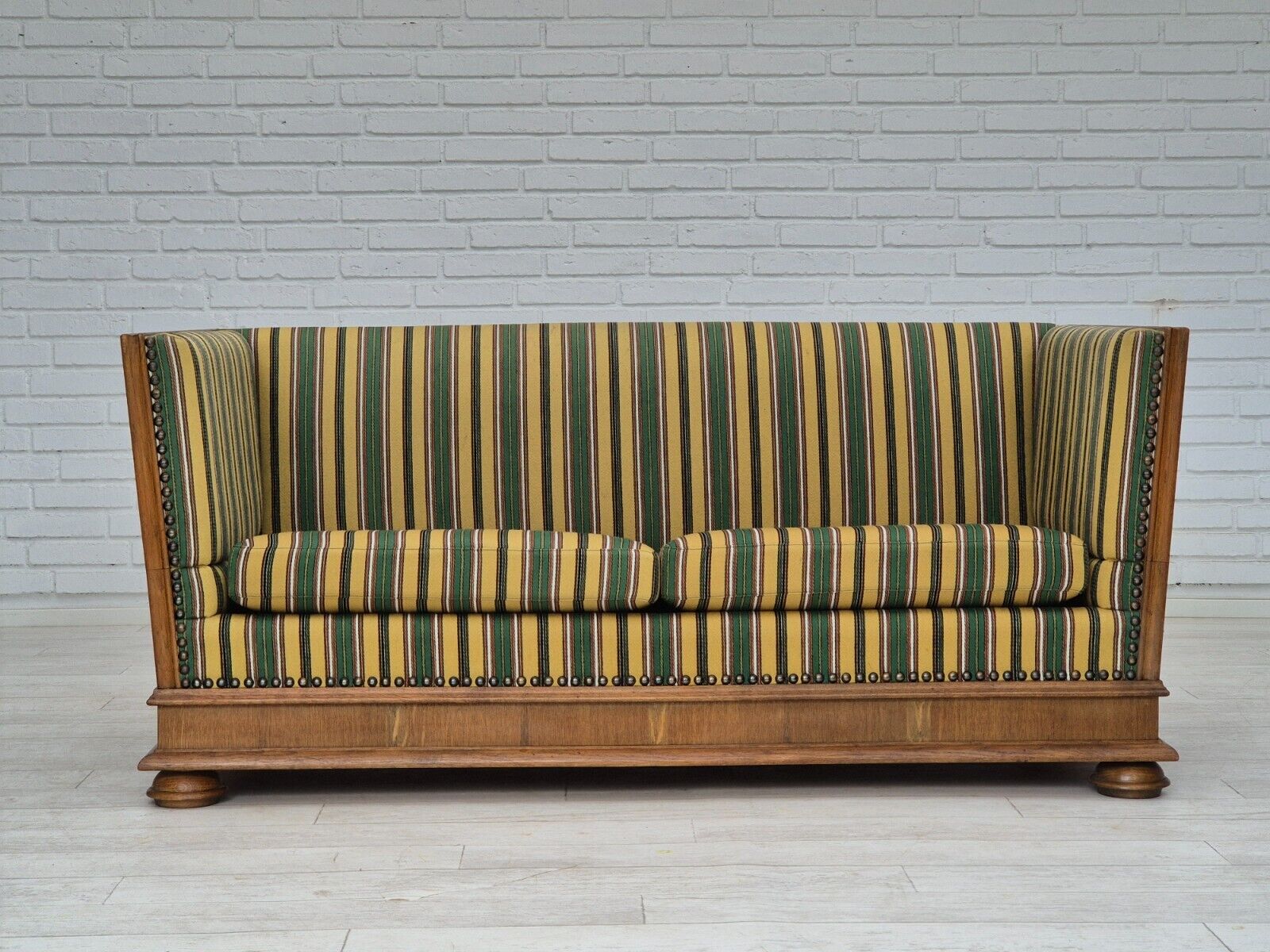 1960s Danish drop arm sofa furniture wool oak wood orginal condition