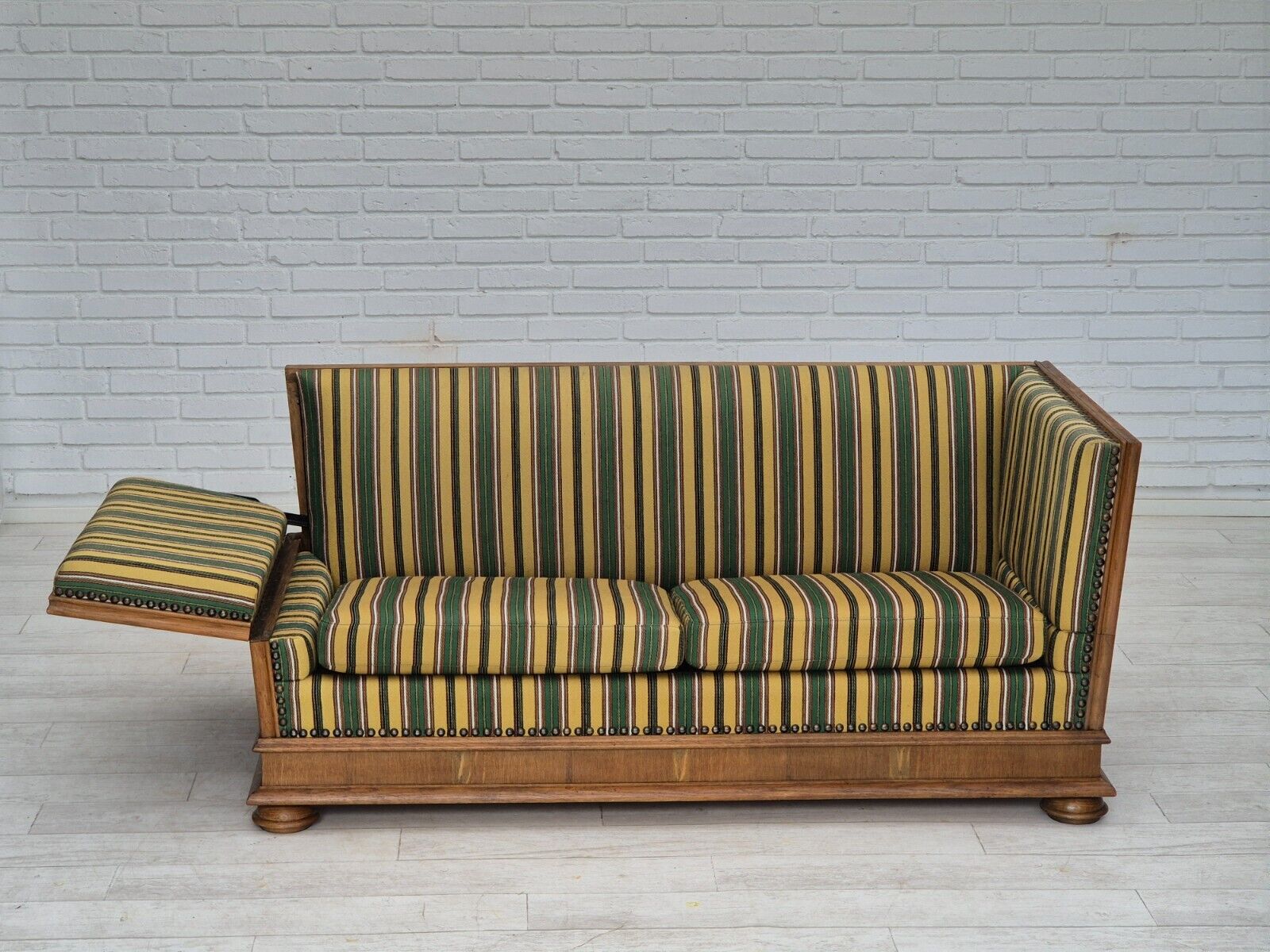 1960s Danish drop arm sofa furniture wool oak wood orginal condition