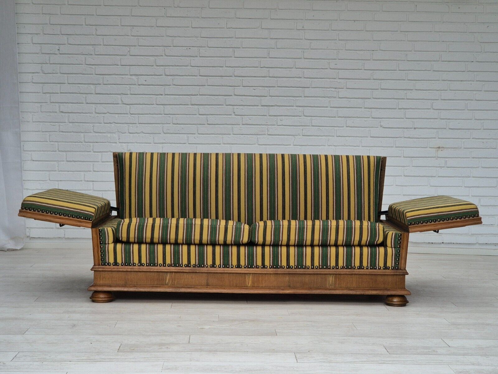 1960s Danish drop arm sofa furniture wool oak wood orginal condition