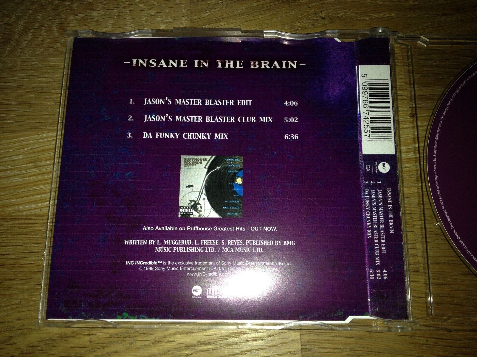 JASON NEVINS VS CYPRESS HILL"INSANE IN THE BRAIN" 1999 CD SINGLE RARE 3 REMIXES