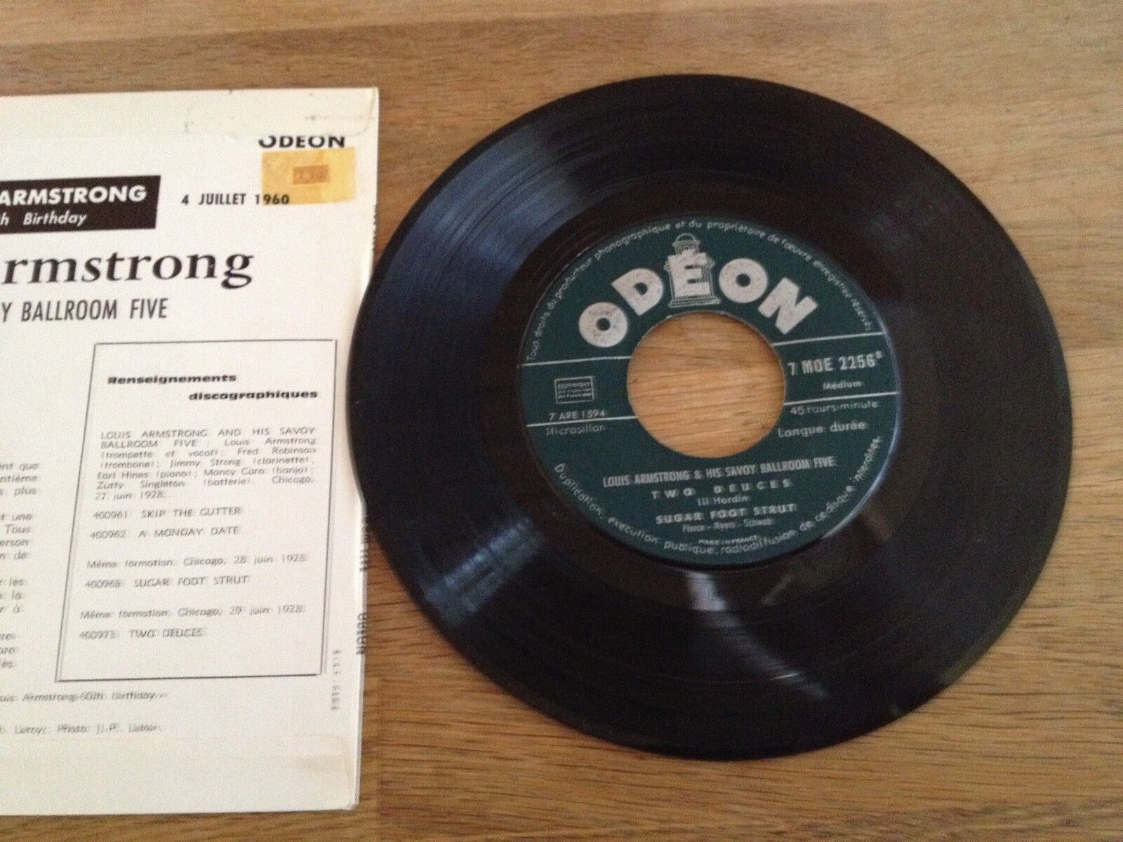 LOUIS ARMSTRONG "A MONDAY DATE" 4 TRACKS FRENCH VINYL SINGLE ODEON RECORDS BIEM*