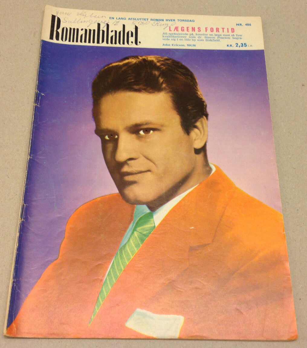 JOHN ERICSON MGM ON FRONT COVER VINTAGE Danish Novelle Romanbladet Magazine 1973