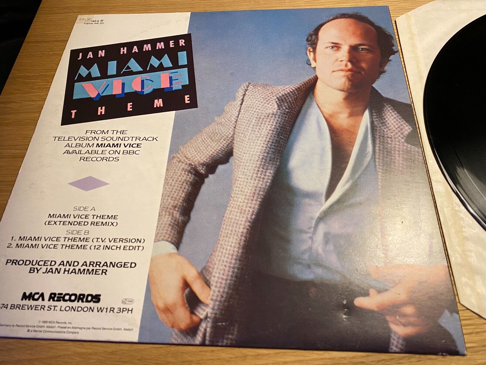 JAN HAMMER "MIAMI VICE THEME" 1985 12" VINYL MAXI SINGLE MCA RECORDS ST 45 RARE*