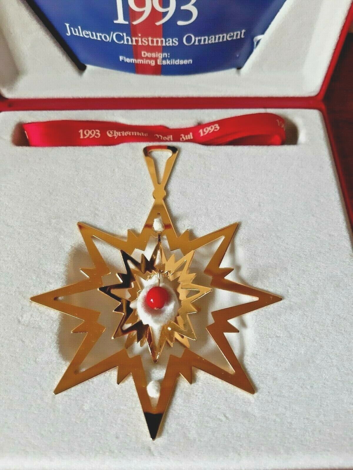 1993 CHRISTMAS STAR CHRISTMAS MOBILE 24 carat gold plated GEORG JENSEN Box