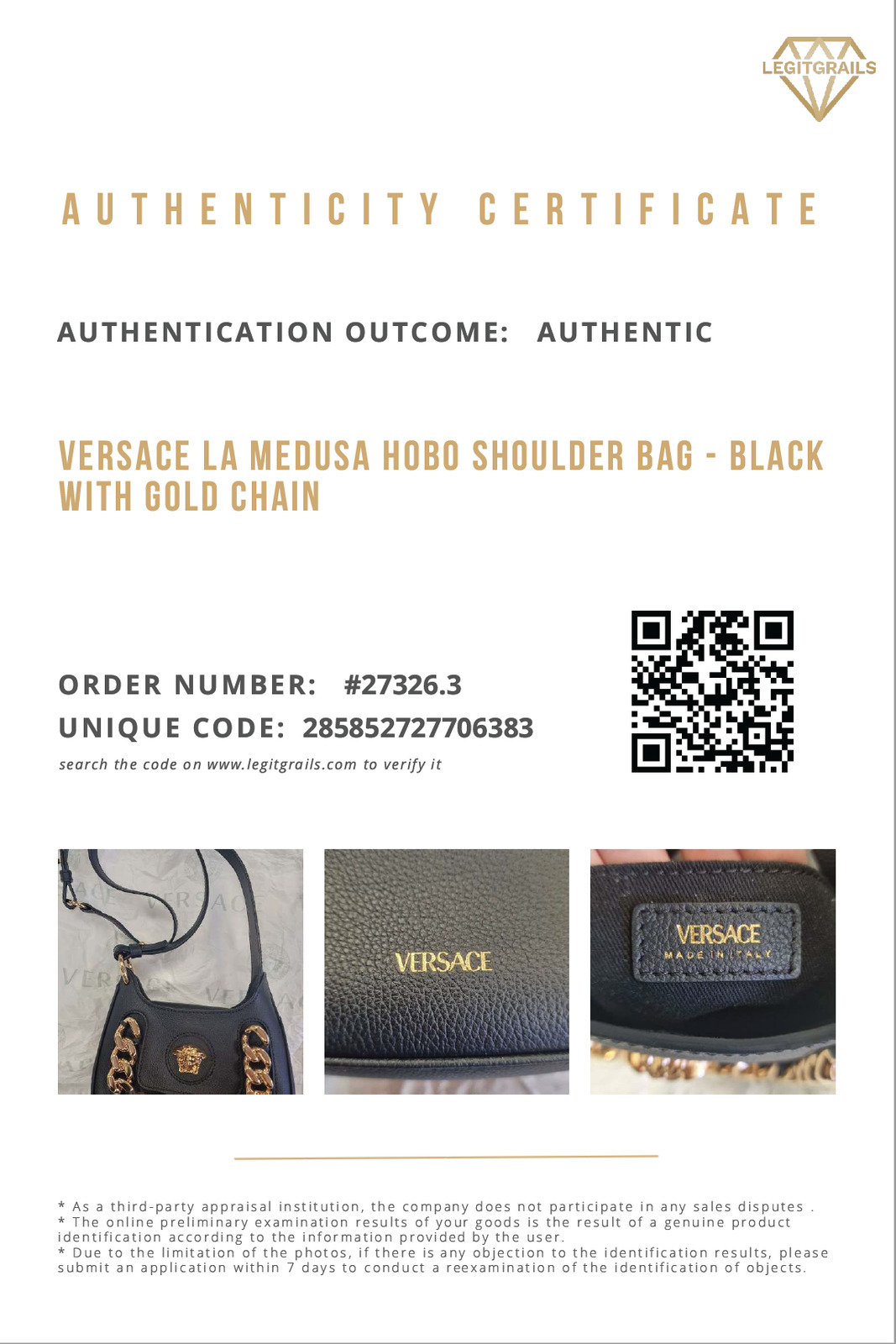 Versace La Medusa Hobo Bag Black Calf Leather Gold Chunky Chain Medusa Curved