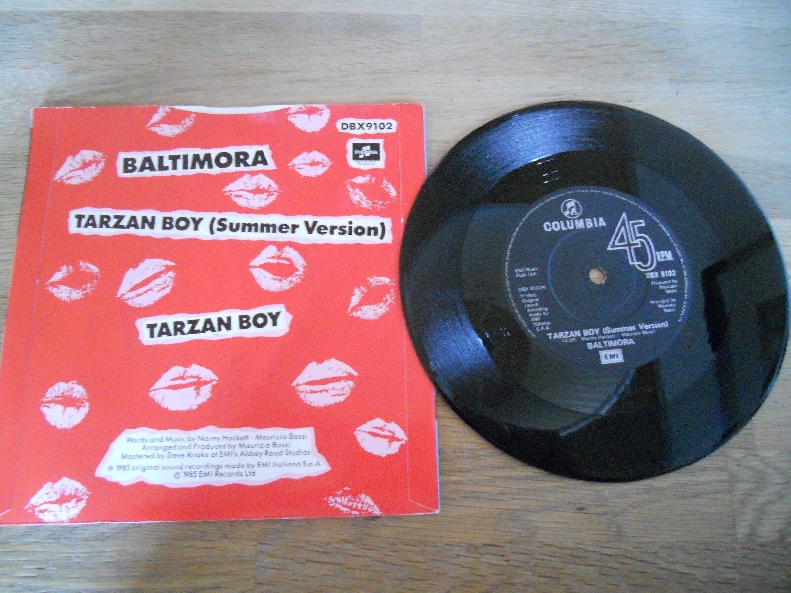 BALTIMORA TARZAN BOY SUMMER VERSION 1985 ORIGINAL SINGLE UK EMI OUT OF PRINT SEE