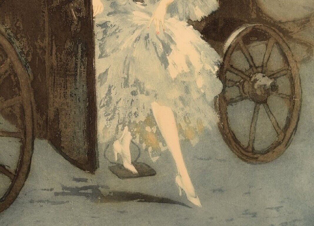 Louis Icart (1888-1950) Print on paper "Arrival" Approx 1920