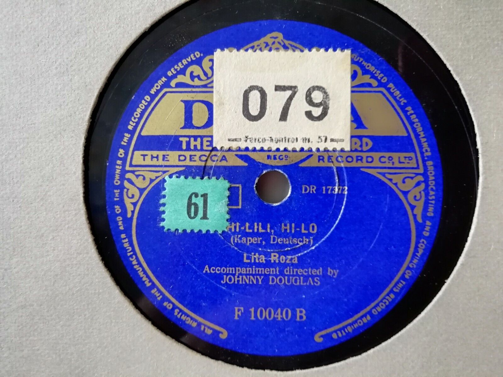 78 rpmLita RozaHi-LiliHi-LoWhy Don't You Believe Me Decca F 10040 A