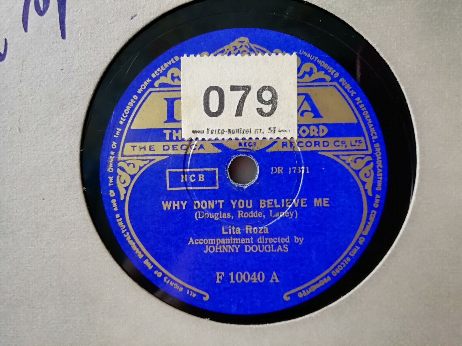 78 rpmLita RozaHi-LiliHi-LoWhy Don't You Believe Me Decca F 10040 A