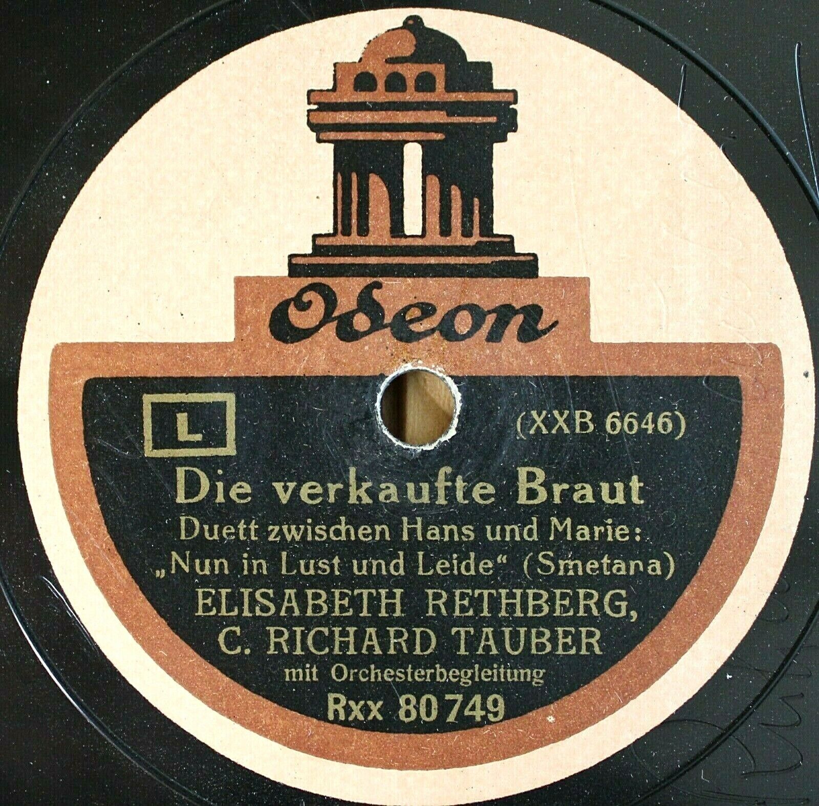 Tauber; Rethberg Smetana (Bartered Bride - aria; duet) Odeon 80 748/9 NM-