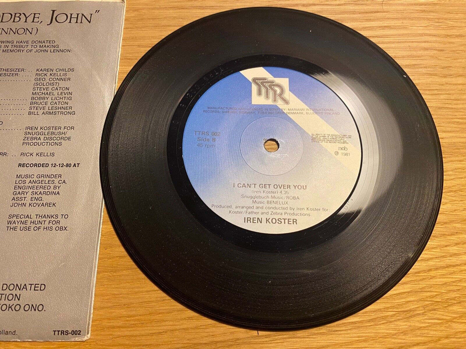 IREN KOSTER "WE WON´T SAY GOODBYE JOHN" 1981 SWEDISH PRESSED 7" SINGLE NCB TTR**