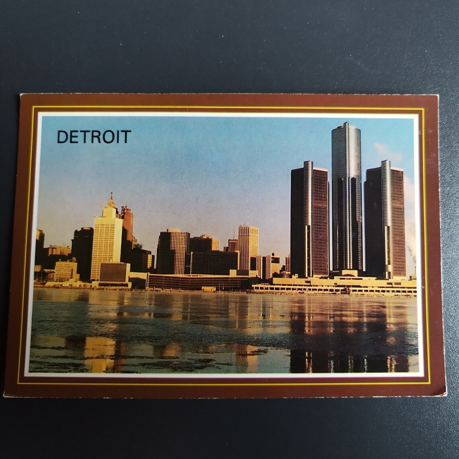 Michigan Detroit  Skyline of Detroit at sunrise 1989