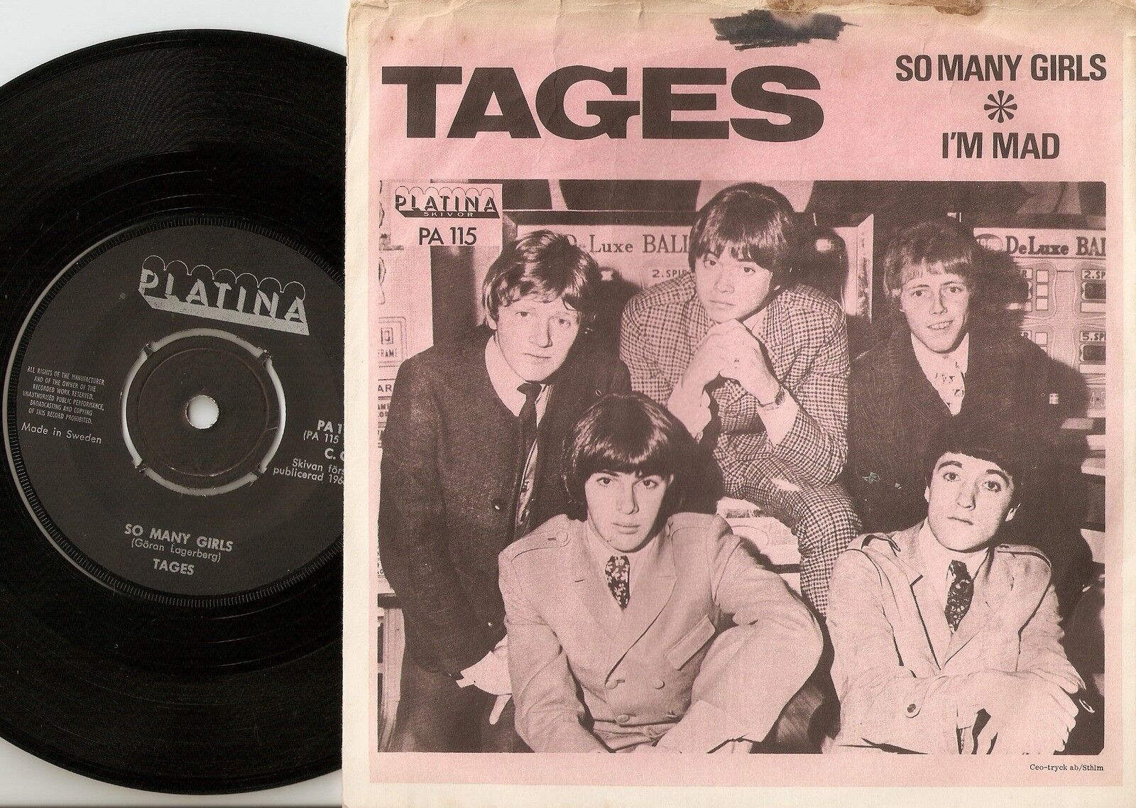 TAGES SO MANY GIRLS  I`M MAD SWEDISH 45+PS 1966 MOD FREAKBEAT PSYCH GARAGE