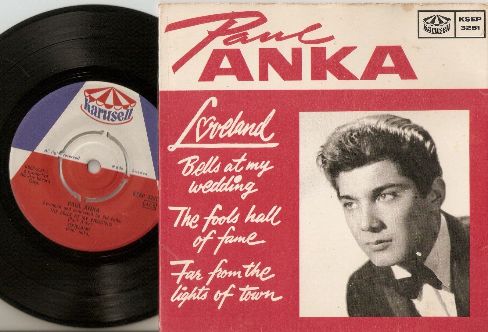 PAUL ANKA LOVELAND EP BELLS AT MY WEDDING  FAME  TOWN SWEDEN 45+PS 1962 RR