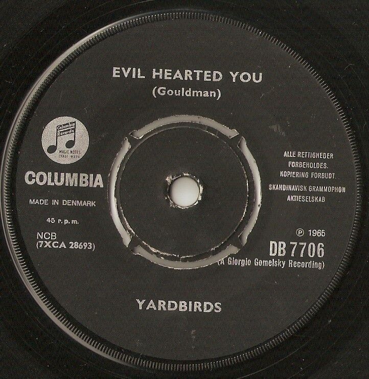 THE YARDBIRDS EVIL HEARTED YOU  STILL I`M SAD DANISH 7" 1965 MOD FREAKBEAT RB