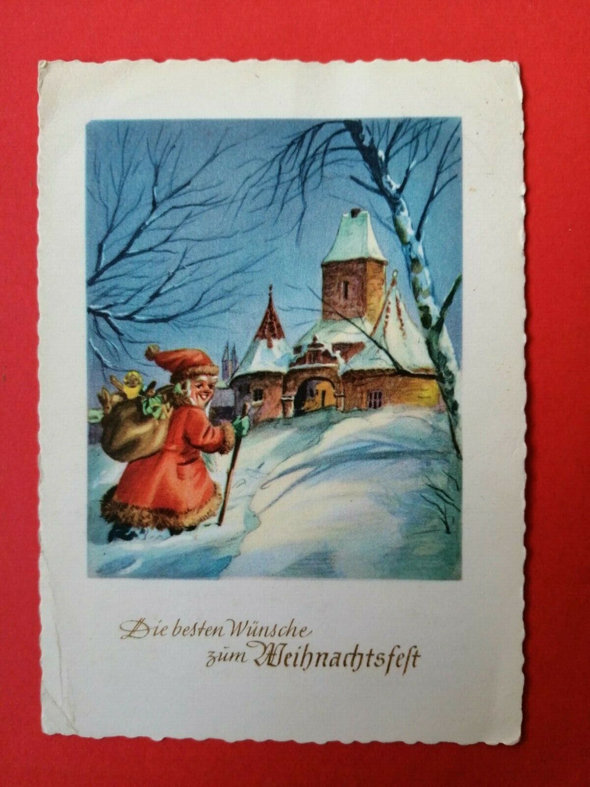 Vintage collectable German Christmas Card posted in 1962