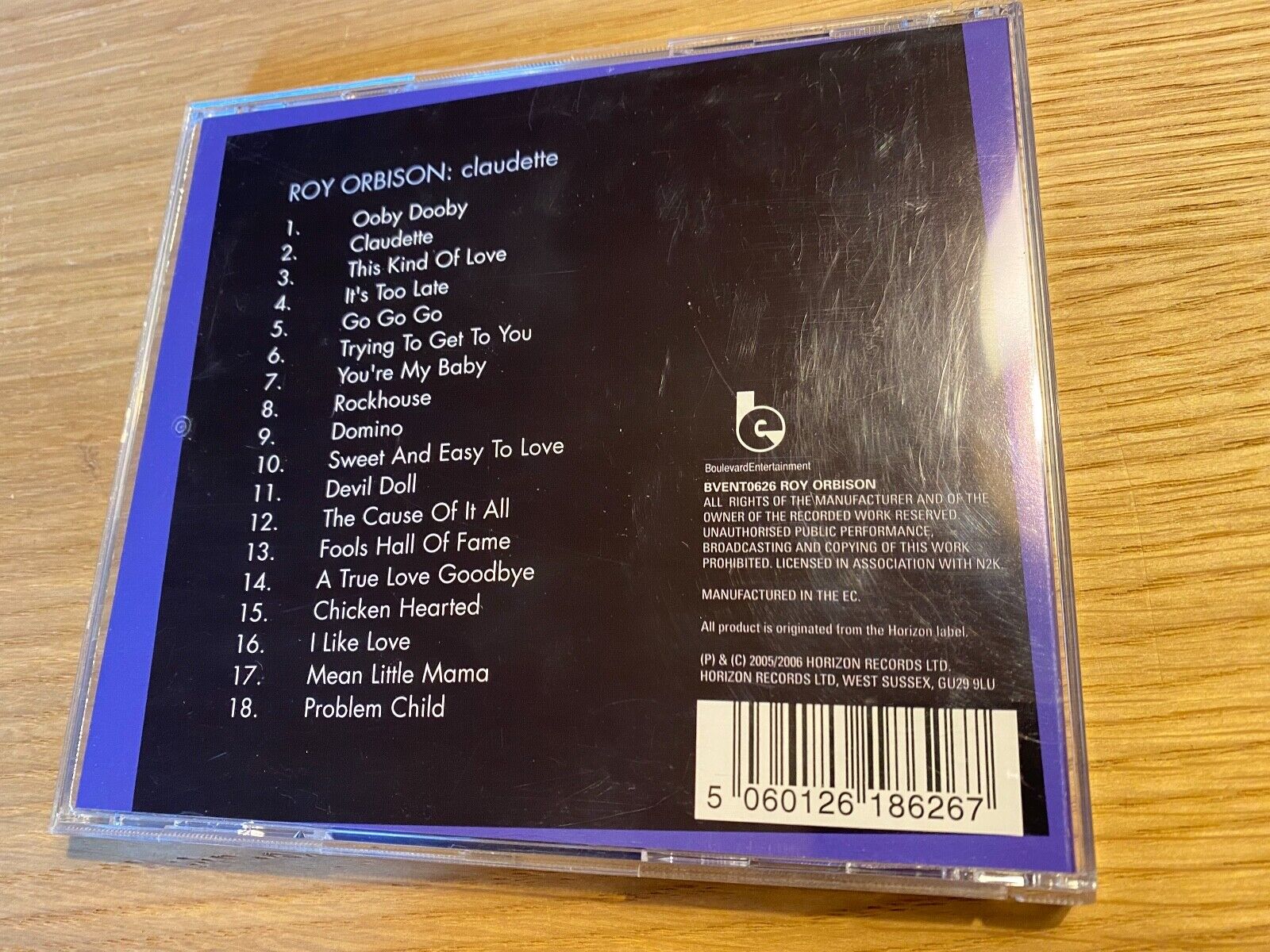 ROY ORBISON "CLAUDETTE" 2006 CD 18 TRACK BOULEVARD ENTERTAINMENT HORIZON RECORDS