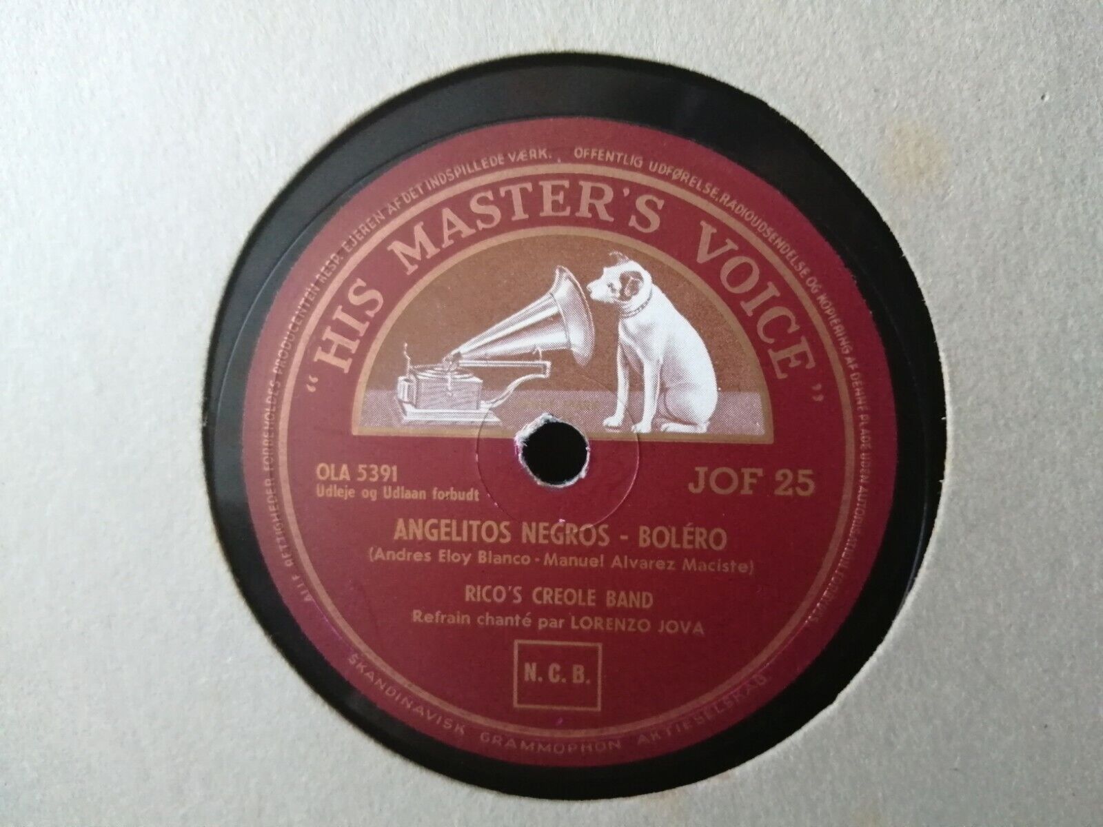 78 rpm shellacRICO'S CREOLE BANDVocals Joaquina SerranoQuizasQuizasQuizas