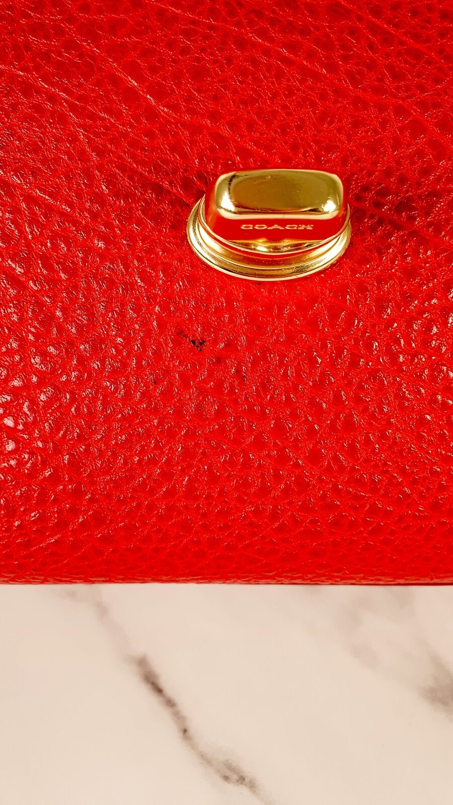 Coach Faye Red Mixed Leather Suede Flap Bag Turnlock Tophandle Crossbody Handbag