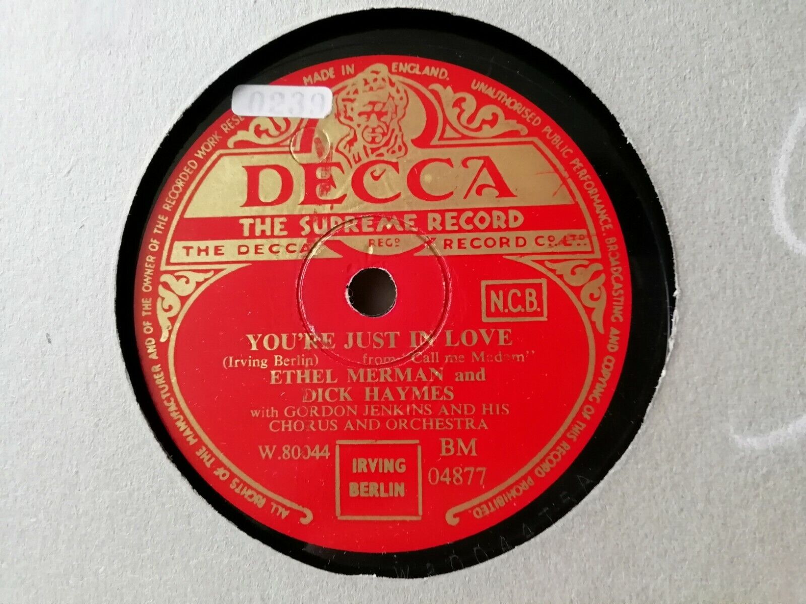 78 rpm record:Ethel Merman Something To Dance AboutYou're Just In Love Decca