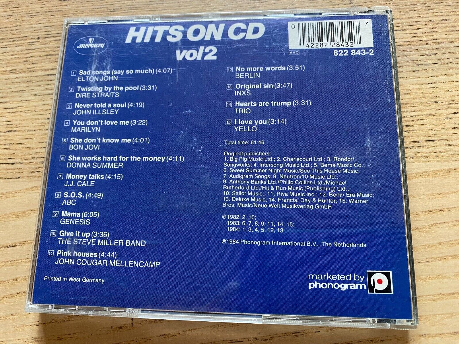 "HITS ON CD VOL.2"  MERCURY RECORDS 1984 WEST GERMAN PRESS COMPILATION CD ALBUM*