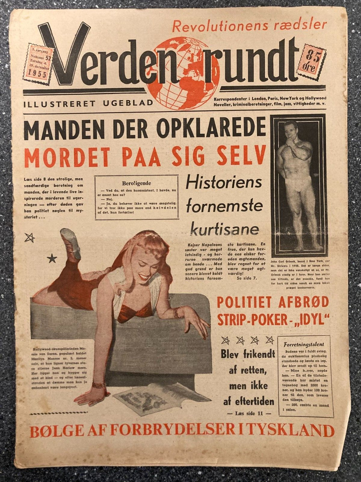 Mamie van Doren John Carl Grimek Danish Magazine 1956 "Verden Rundt"