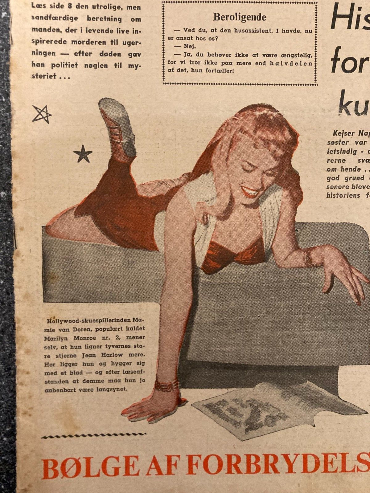 Mamie van Doren John Carl Grimek Danish Magazine 1956 "Verden Rundt"